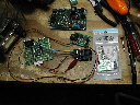 XBRs internals including Basic Stamp II, Motor Mind B, Mini Serial Servo Controller and voice playback module